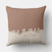 M. Mme Heart Script Mocha Beige Mariage Coussin (Verso)