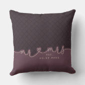 M. Mme Heart Script Muted Purple Mariage Coussin (Verso)