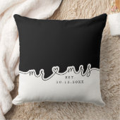 M. Mme Heart Script noir blanc Mariage Coussin (Couverture)