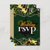M. & Mme Hunting Camo Green Wedding Cartes RSVP (Devant / Derrière)
