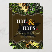 M. & Mme Hunting Camo Invitations Brown au mariage (Devant / Derrière)