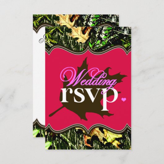 M. & Mme Hunting Camo Mariage rose chaud Cartes RS (Devant / Derrière)