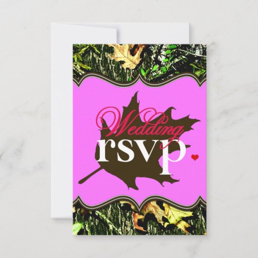 M. & Mme Hunting Camo Pink Wedding Cartes RSVP (Devant)