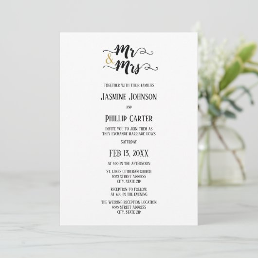M. & Mme - Invitation Mariage/Réception (Debout devant)