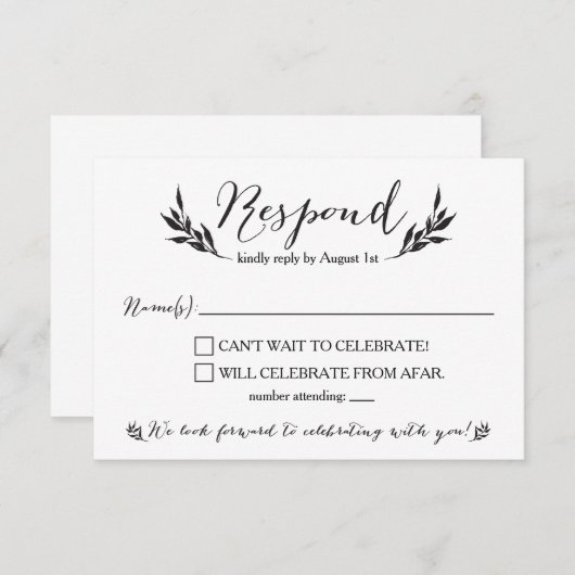 M. & Mme Kraft Rustic Wedding Carte RSVP (Devant / Derrière)