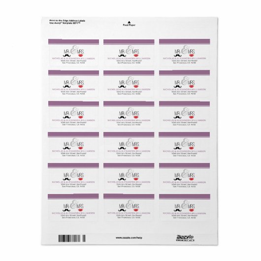 M. & Mme Mariage Adresse de retour Étiquettes (lil (Feuille entière)
