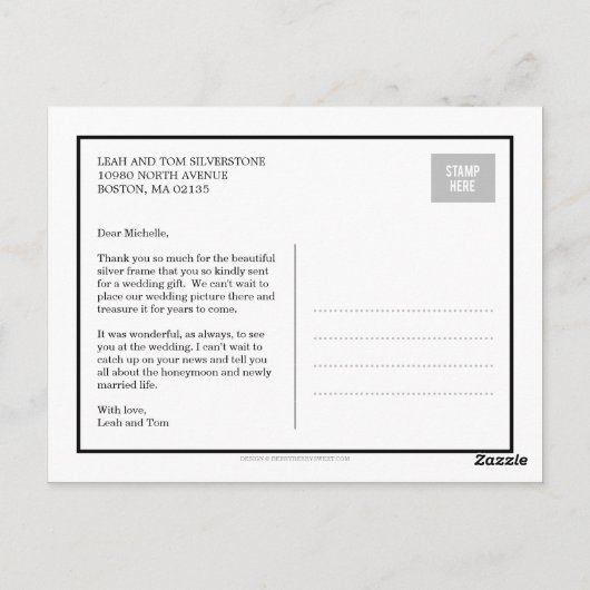 M. & Mme Mariage Carte de remerciements - Plum (Dos)