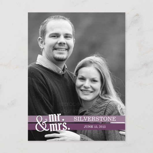 M. & Mme Mariage Carte de remerciements - Plum (Devant)