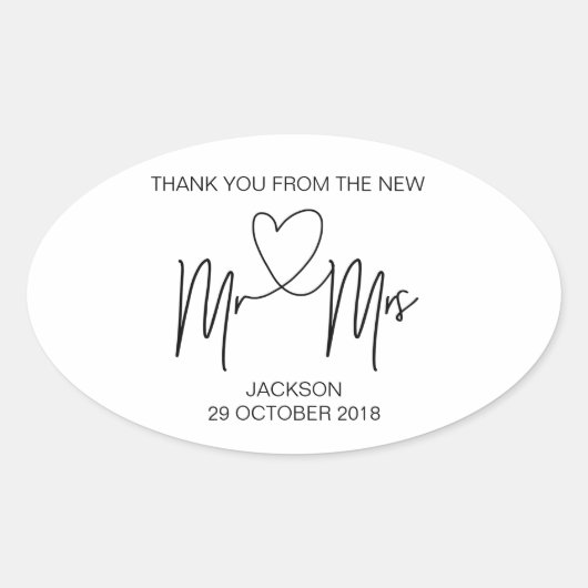 M. & Mme Merci Wedding Favor Sticker (Devant)