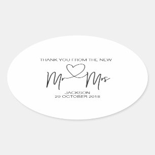 M. & Mme Merci Wedding Favor Sticker