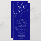 M. & Mme Minimalist Programme de mariage bleu de l (Devant / Derrière)