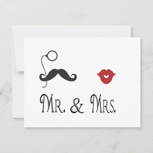 M. & Mme Mustache & Lèvres Mariage Invitations (Devant)