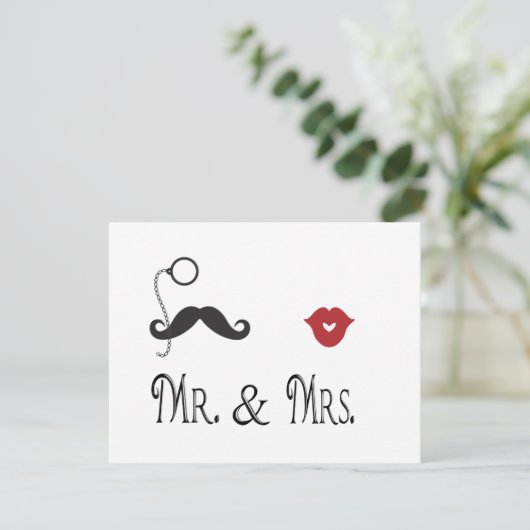M. & Mme Mustache & Lèvres Mariage Invitations (Debout devant)