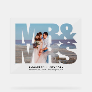 M. Mme Newlyweds Mariage de photos Symbole acryliq