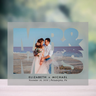 M. Mme Newlyweds Mariage photo Frosted