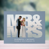 M. Mme Newlyweds Photo Dusty Blue Mariage (Neutre)