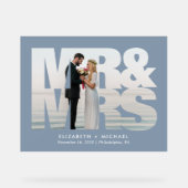 M. Mme Newlyweds Photo Dusty Blue Mariage (Recto)