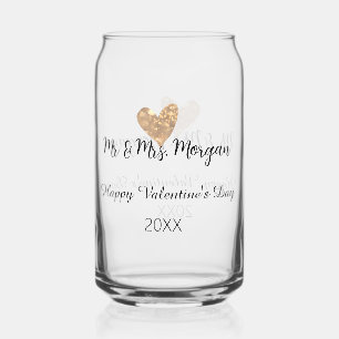 M & Mme nom joyeuse Saint-Valentin cœur en or 