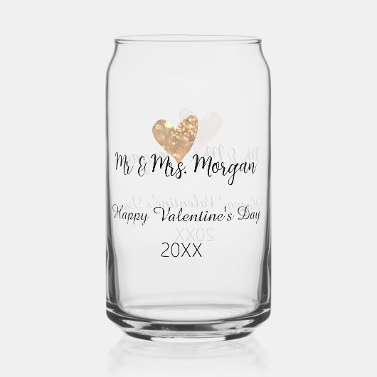 M & Mme nom joyeuse Saint-Valentin cœur en or  (Recto)