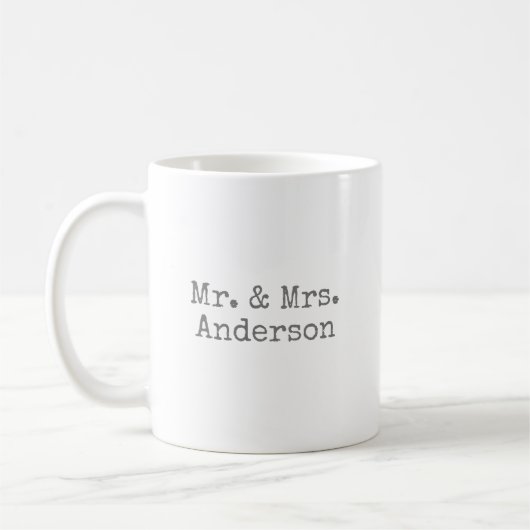 M. & Mme Personnalisée Minimaliste Gris Café Mug (Gauche)