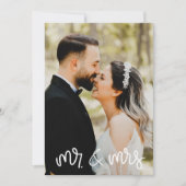 M. Mme Photo Black White Mariage Carte de remercie (Devant)