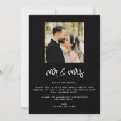 M. Mme Photo Black White Mariage Carte de remercie (Dos)