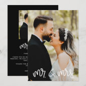 M. Mme Photo Black White Mariage Carte de remercie (Devant / Derrière)