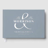 M. Mme Photo Dusty Bleu Élégant Mariage Argent (Recto)