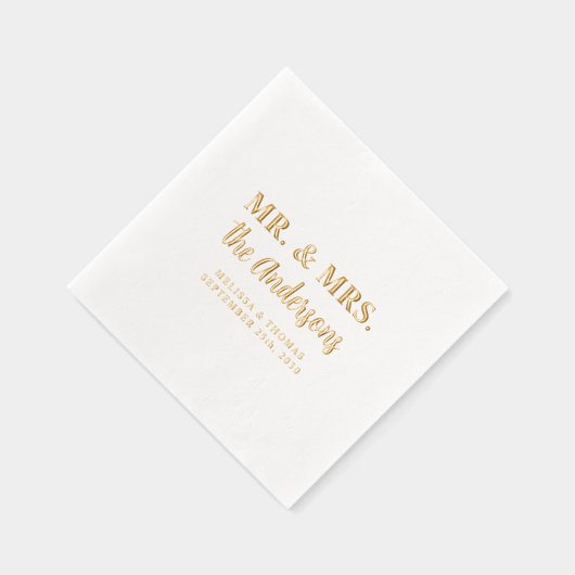 M. & Mme Photo Personnalisée Mariage élégant en or (Droite)