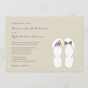 M. & Mme Purple Flip Flops Invitation de mariage d