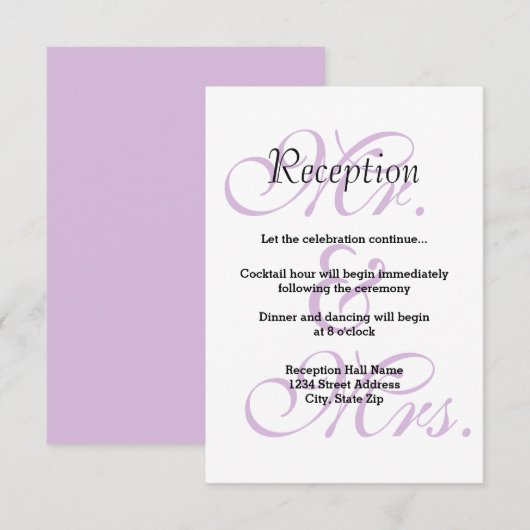 M. & Mme Purple - Invitation à la réception (Devant / Derrière)
