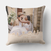 M. Mme Script Heart Photo Mariage Coussin (Verso)