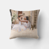M. Mme Script Heart Photo Mariage Coussin (Verso)