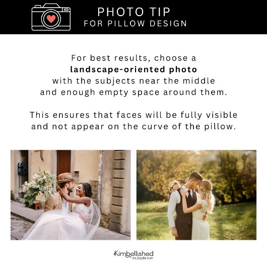 M. Mme Script Heart Photo Mariage Coussin