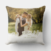 M. Mme Script Heart Photo Mariage Coussin (Recto)