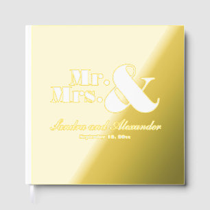 M. Mme Simple Gold Foil Mariage de script blanc