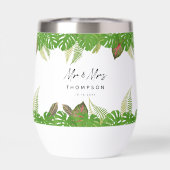 M. & Mme Tropical Feuille Script Mariage Cadeau (Arrière)