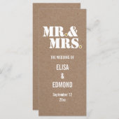 M. & Mme typographie kraft programme de mariage en (Devant / Derrière)
