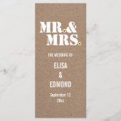 M. & Mme typographie kraft programme de mariage en (Devant)