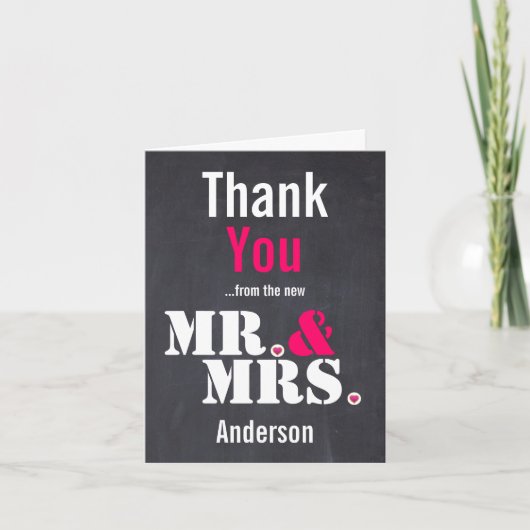 M. & Mme Typographie moderne mariage Merci (Devant)