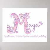 M monogram art Maya filles nom signifiant affiche (Devant)