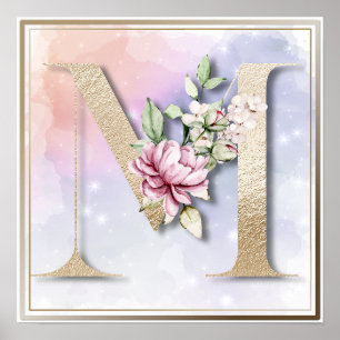 M Monogram Bourgogne Poster floral