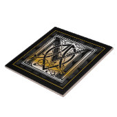 M Monogram Celtic Black Stone Keramische Tegels Tegeltje (Zijkant)