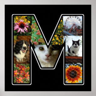 M Monogram Creëer Uw eigen 9 Foto Collage Black Poster