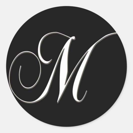 M monogram - elegant zwart-wit ronde sticker (Voorkant)