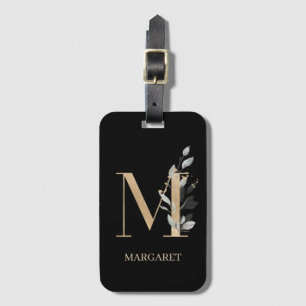 M Monogram Floral Aangepast Bagagelabel