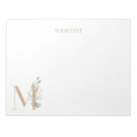 M Monogram Floral Aangepast Blocnote