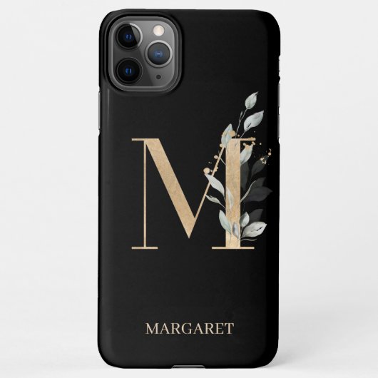 M Monogram Floral Aangepast iPhone Hoesje (Achterkant)