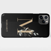 M Monogram Floral Aangepast iPhone Hoesje (Achterkant horizontaal)