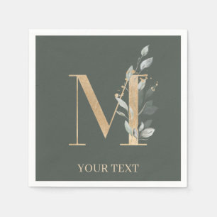 M Monogram Floral Aangepast Napkins Servet